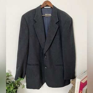 Hugo Boss Wool Angora Charcoal Grey Soft Blazer Sport Coat 44L Made in Italy